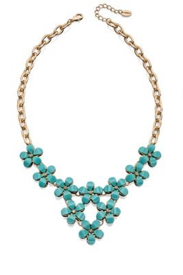 Four blue stone flower necklace
